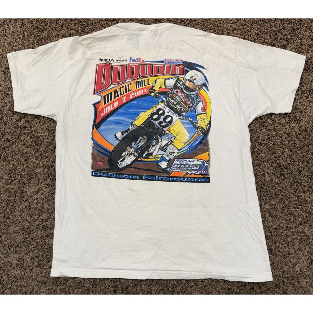 Vintage 2001 Y2K DuQuoin Magic Mile Flat Track Motorcycle Racing Sz XL